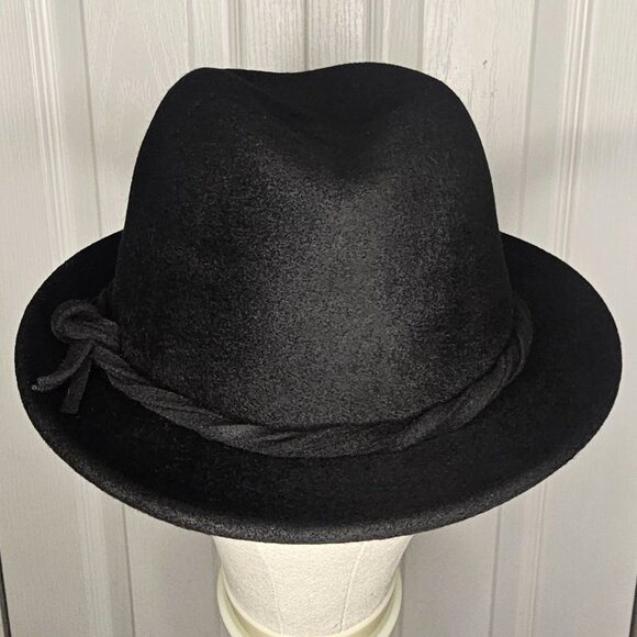 Betmar 100% Wool Felt Black Fedora Hat Womens Brim Bucket Winter Fall New York - Picture 3 of 9